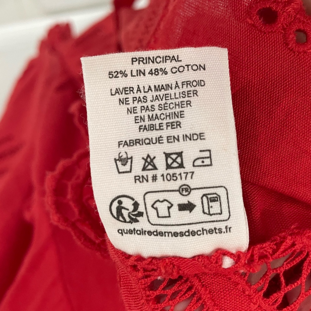 NWT Ulla Johnson Louisa Eyelet Ruffle Linen Blend Top in Poppy.     22 - Picture 14 of 14